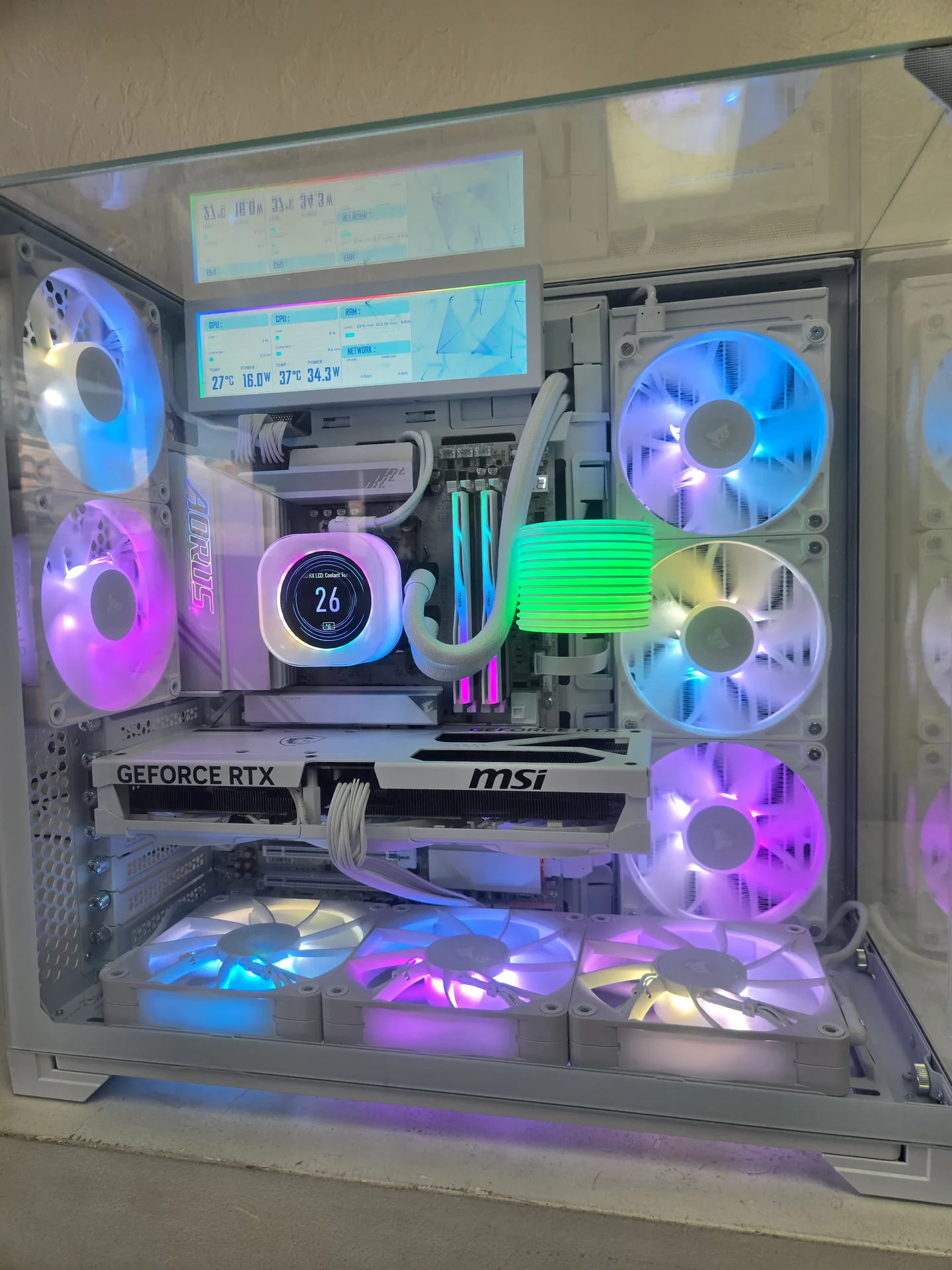 White NZXT custom gaming PC with MSI GeForce RTX graphics and RGB cooling