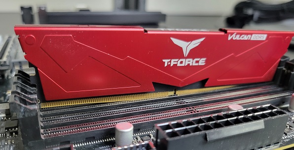 A stick of memory that is not fully seated into its slot.